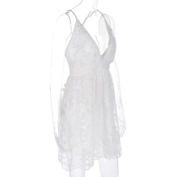 021 Boho White Floral Embroidered Formal Wedding Prom Dress - Picture 9 of 9